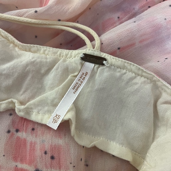 Free People Remember When Maxi Top Tunic Tie Dye Ivory Pink - Picture 7 of 10